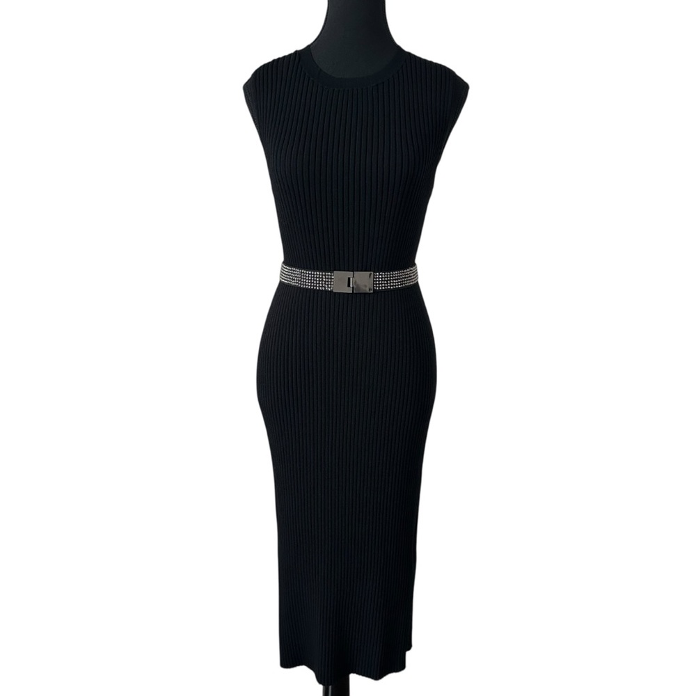 Club Monaco Black Ribbed Knit Sleeveless Dress size S